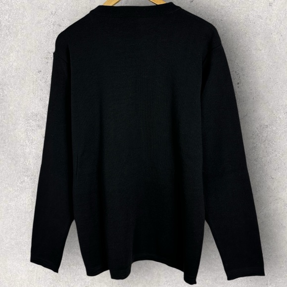 NEW SNS Herning 100% Merino Wool Button Shoulder Sweater Black Knit Mens Size L - Picture 5 of 16